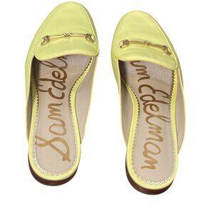 Sam Edelman Womens Lime cocktail color, Leather Slip-On Mules With Gold Buckle